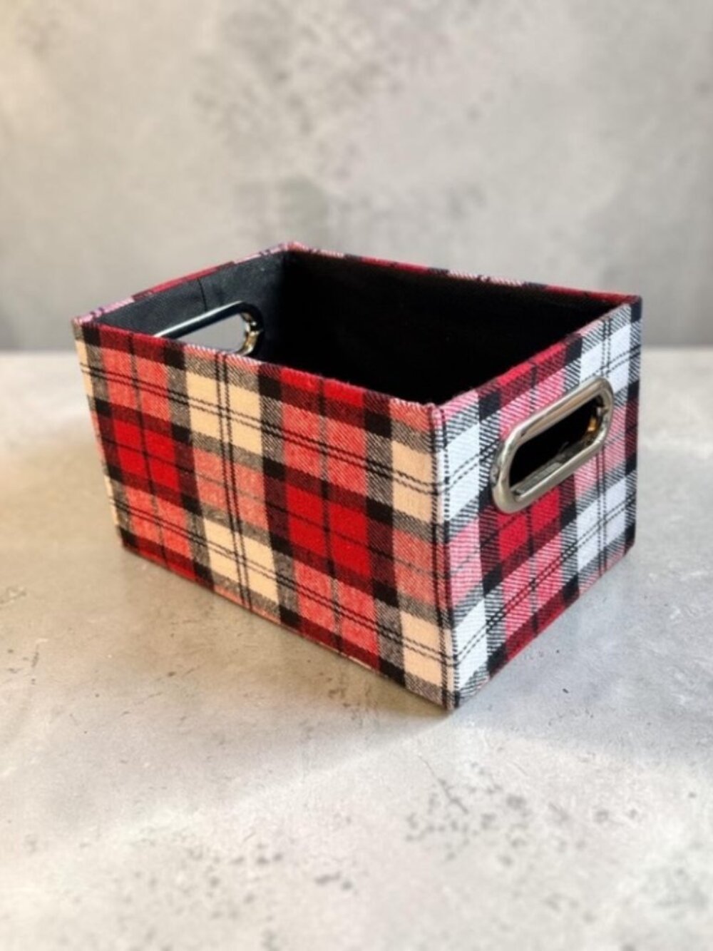 NWOT-Buffalo Plaid Fabric Storage Bin Organizer Basket